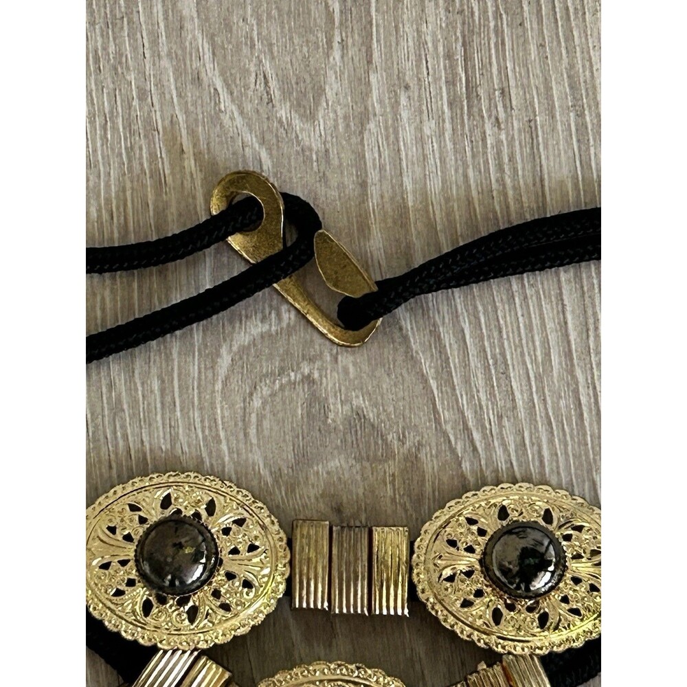 Boho Statement Belt Gold Metallic Concho Medallion Festival One Size Acorn Charm - Picture 7 of 8